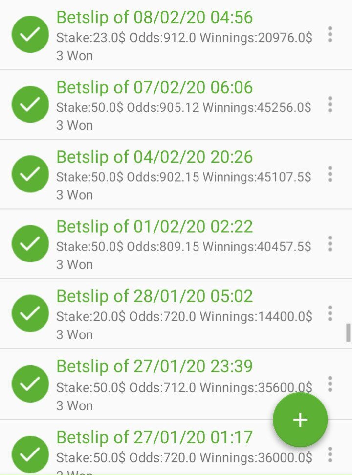 WINNING correct scores